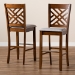 Baxton Studio Jason Modern and Contemporary Grey Fabric Upholstered and Walnut Brown Finished Wood 2-Piece Bar Stool Set - BSORH317B-Grey/Walnut-BS