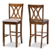 Baxton Studio Calista Modern and Contemporary Grey Fabric Upholstered and Walnut Brown Finished Wood 2-Piece Bar Stool Set