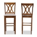Baxton Studio Calista Modern and Contemporary Grey Fabric Upholstered and Walnut Brown Finished Wood 2-Piece Bar Stool Set - BSORH316B-Grey/Walnut-BS