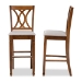 Baxton Studio Calista Modern and Contemporary Grey Fabric Upholstered and Walnut Brown Finished Wood 2-Piece Bar Stool Set - BSORH316B-Grey/Walnut-BS