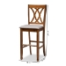 Baxton Studio Calista Modern and Contemporary Grey Fabric Upholstered and Walnut Brown Finished Wood 2-Piece Bar Stool Set - BSORH316B-Grey/Walnut-BS