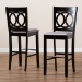 Baxton Studio Carson Modern and Contemporary Grey Fabric Upholstered and Espresso Brown Finished Wood 2-Piece Bar Stool Set - BSORH315B-Grey/Dark Brown-BS