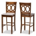 Baxton Studio Carson Modern and Contemporary Grey Fabric Upholstered and Walnut Brown Finished Wood 2-Piece Bar Stool Set