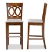 Baxton Studio Carson Modern and Contemporary Grey Fabric Upholstered and Walnut Brown Finished Wood 2-Piece Bar Stool Set - BSORH315B-Grey/Walnut-BS