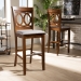 Baxton Studio Carson Modern and Contemporary Grey Fabric Upholstered and Walnut Brown Finished Wood 2-Piece Bar Stool Set - BSORH315B-Grey/Walnut-BS