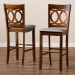 Baxton Studio Carson Modern and Contemporary Grey Fabric Upholstered and Walnut Brown Finished Wood 2-Piece Bar Stool Set - BSORH315B-Grey/Walnut-BS