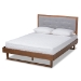 Baxton Studio Viviana Modern and Contemporary Light Grey Fabric Upholstered and Ash Walnut Finished Wood Full Size Platform Bed