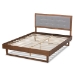 Baxton Studio Viviana Modern and Contemporary Light Grey Fabric Upholstered and Ash Walnut Finished Wood Full Size Platform Bed - BSOViviana-Light Grey/Ash Walnut-Full
