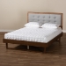 Baxton Studio Viviana Modern and Contemporary Light Grey Fabric Upholstered and Ash Walnut Finished Wood Full Size Platform Bed - BSOViviana-Light Grey/Ash Walnut-Full