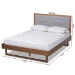 Baxton Studio Viviana Modern and Contemporary Light Grey Fabric Upholstered and Ash Walnut Finished Wood Full Size Platform Bed - BSOViviana-Light Grey/Ash Walnut-Full