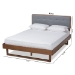 Baxton Studio Natalia Mid-Century Modern Dark Grey Fabric Upholstered and Ash Walnut Finished Wood Queen Size Platform Bed - BSONatalia-Dark Grey/Ash Walnut-Queen