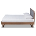 Baxton Studio Natalia Mid-Century Modern Dark Grey Fabric Upholstered and Ash Walnut Finished Wood Queen Size Platform Bed - BSONatalia-Dark Grey/Ash Walnut-Queen