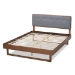 Baxton Studio Natalia Mid-Century Modern Dark Grey Fabric Upholstered and Ash Walnut Finished Wood Queen Size Platform Bed - BSONatalia-Dark Grey/Ash Walnut-Queen