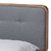Baxton Studio Natalia Mid-Century Modern Dark Grey Fabric Upholstered and Ash Walnut Finished Wood Queen Size Platform Bed - BSONatalia-Dark Grey/Ash Walnut-Queen