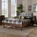 Baxton Studio Natalia Mid-Century Modern Dark Grey Fabric Upholstered and Ash Walnut Finished Wood Queen Size Platform Bed - BSONatalia-Dark Grey/Ash Walnut-Queen