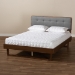 Baxton Studio Natalia Mid-Century Modern Dark Grey Fabric Upholstered and Ash Walnut Finished Wood Queen Size Platform Bed - BSONatalia-Dark Grey/Ash Walnut-Queen