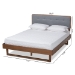 Baxton Studio Natalia Mid-Century Modern Dark Grey Fabric Upholstered and Ash Walnut Finished Wood Queen Size Platform Bed - BSONatalia-Dark Grey/Ash Walnut-Queen