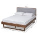 Baxton Studio Natalia Mid-Century Modern Light Grey Fabric Upholstered and Ash Walnut Finished Wood Queen Size Platform Bed - BSONatalia-Light Grey/Ash Walnut-Queen