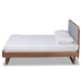 Baxton Studio Natalia Mid-Century Modern Light Grey Fabric Upholstered and Ash Walnut Finished Wood Queen Size Platform Bed - BSONatalia-Light Grey/Ash Walnut-Queen