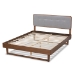Baxton Studio Natalia Mid-Century Modern Light Grey Fabric Upholstered and Ash Walnut Finished Wood Queen Size Platform Bed - BSONatalia-Light Grey/Ash Walnut-Queen