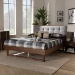 Baxton Studio Natalia Mid-Century Modern Light Grey Fabric Upholstered and Ash Walnut Finished Wood Queen Size Platform Bed - BSONatalia-Light Grey/Ash Walnut-Queen