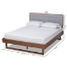 Baxton Studio Natalia Mid-Century Modern Light Grey Fabric Upholstered and Ash Walnut Finished Wood Queen Size Platform Bed - BSONatalia-Light Grey/Ash Walnut-Queen