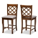 Baxton Studio Aria Modern and Contemporary Grey Fabric Upholstered and Walnut Brown Finished Wood 2-Piece Counter Height Pub Chair Set