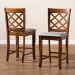 Baxton Studio Aria Modern and Contemporary Grey Fabric Upholstered and Walnut Brown Finished Wood 2-Piece Counter Height Pub Chair Set - BSORH320P-Grey/Walnut-PC