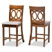 Baxton Studio Violet Modern and Contemporary Grey Fabric Upholstered and Walnut Brown Finished Wood 2-Piece Counter Height Pub Chair Set