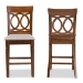 Baxton Studio Violet Modern and Contemporary Grey Fabric Upholstered and Walnut Brown Finished Wood 2-Piece Counter Height Pub Chair Set - BSORH323P-Grey/Walnut-PC