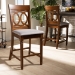 Baxton Studio Violet Modern and Contemporary Grey Fabric Upholstered and Walnut Brown Finished Wood 2-Piece Counter Height Pub Chair Set - BSORH323P-Grey/Walnut-PC