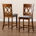 Baxton Studio Violet Modern and Contemporary Grey Fabric Upholstered and Walnut Brown Finished Wood 2-Piece Counter Height Pub Chair Set - BSORH323P-Grey/Walnut-PC