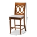 Baxton Studio Violet Modern and Contemporary Grey Fabric Upholstered and Walnut Brown Finished Wood 2-Piece Counter Height Pub Chair Set - BSORH323P-Grey/Walnut-PC