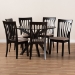 Baxton Studio Lore Modern and Contemporary Sand Fabric Upholstered and Dark Brown Finished Wood 7-Piece Dining Set - BSOLore-Sand/Dark Brown-7PC Dining Set