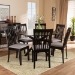 Baxton Studio Lore Modern and Contemporary Grey Fabric Upholstered and Dark Brown Finished Wood 7-Piece Dining Set - BSOLore-Grey/Dark Brown-7PC Dining Set