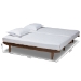 Baxton Studio Hiro Modern and Contemporary Walnut Finished Wood Expandable Twin Size to King Size Bed Frame - BSOMG0036-Walnut-Extension Bed
