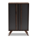 Baxton Studio Naoki Modern and Contemporary Two-Tone Grey and Walnut Finished Wood 2-Door Shoe Cabinet - BSOLV15SC15150-Columbia/Dark Grey-Shoe Cabinet