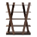 Baxton Studio Michio Modern and Contemporary Walnut Brown Finished 5-Tier Wood Geometric Living Room Display Shelf - BSOSEDV50140-Columbia-Shelf