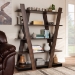 Baxton Studio Michio Modern and Contemporary Walnut Brown Finished 5-Tier Wood Geometric Living Room Display Shelf - BSOSEDV50140-Columbia-Shelf