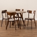 Baxton Studio Rika Mid-Century Modern Transitional Light Beige Fabric Upholstered and Walnut Brown Finished Wood 5-Piece Dining Set - BSOIora/Hexa-Latte/Walnut-5PC Dining Set