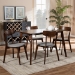 Baxton Studio Nori Mid-Century Modern Transitional Light Grey Fabric Upholstered and Walnut Brown Finished Wood 5-Piece Dining Set - BSOIora/Fiesta-Smoke/Walnut-5PC Dining Set