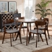 Baxton Studio Rika Mid-Century Modern Transitional Light Grey Fabric Upholstered and Walnut Brown Finished Wood 5-Piece Dining Set - BSOIora/Hexa-Smoke/Walnut-5PC Dining Set