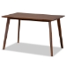 Baxton Studio Eleri Mid-Century Modern Transitional Light Beige Fabric Upholstered and Walnut Brown Finished Wood 5-Piece Dining Set - BSODelvin/Fiesta-Latte/Walnut-5PC Dining Set