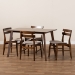 Baxton Studio Eleri Mid-Century Modern Transitional Light Beige Fabric Upholstered and Walnut Brown Finished Wood 5-Piece Dining Set - BSODelvin/Fiesta-Latte/Walnut-5PC Dining Set