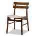 Baxton Studio Eiko Mid-Century Modern Transitional Light Beige Fabric Upholstered and Walnut Brown Finished Wood 5-Piece Dining Set - BSODelvin/Hexa-Latte/Walnut-5PC Dining Set