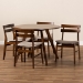 Baxton Studio Eiko Mid-Century Modern Transitional Light Beige Fabric Upholstered and Walnut Brown Finished Wood 5-Piece Dining Set - BSODelvin/Hexa-Latte/Walnut-5PC Dining Set
