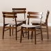Baxton Studio Devlin Mid-Century Modern Transitional Light Beige Fabric Upholstered and Walnut Brown Finished Wood 4-Piece Dining Chair Set - BSODelvin-Latte/Walnut-DC