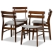 Baxton Studio Devlin Mid-Century Modern Transitional Light Grey Fabric Upholstered and Walnut Brown Finished Wood 4-Piece Dining Chair Set