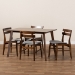 Baxton Studio Eleri Mid-Century Modern Transitional Light Grey Fabric Upholstered and Walnut Brown Finished Wood 5-Piece Dining Set - BSODelvin/Fiesta-Smoke/Walnut-5PC Dining Set
