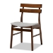 Baxton Studio Eiko Mid-Century Modern Transitional Light Grey Fabric Upholstered and Walnut Brown Finished Wood 5-Piece Dining Set - BSODelvin/Hexa-Smoke/Walnut-5PC Dining Set